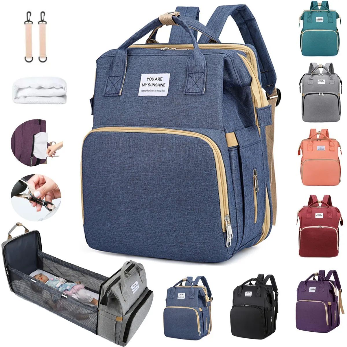 Mochila Pañalera 3 en 1: Mochila, Cuna y Cambiador – ¡Práctica y Portátil!