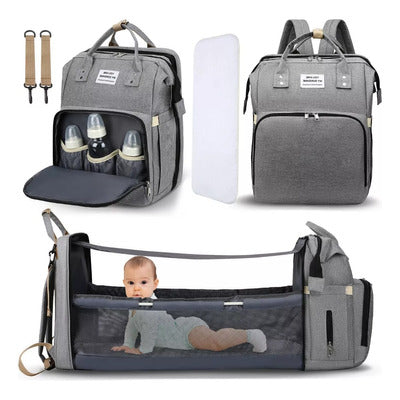 Mochila Pañalera 3 en 1: Mochila, Cuna y Cambiador – ¡Práctica y Portátil!