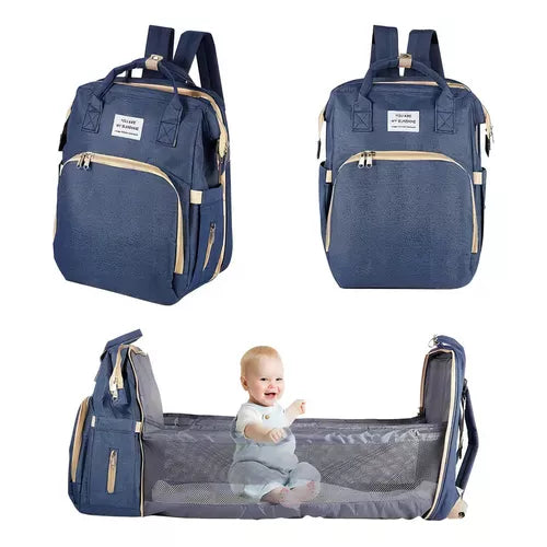 Mochila Pañalera 3 en 1: Mochila, Cuna y Cambiador – ¡Práctica y Portátil!