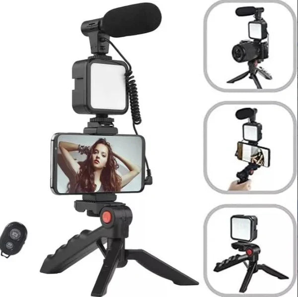 Kit Video Streaming INFLUENCE MAX® ¡Tripode De Celular Con Luz Y Microfono!