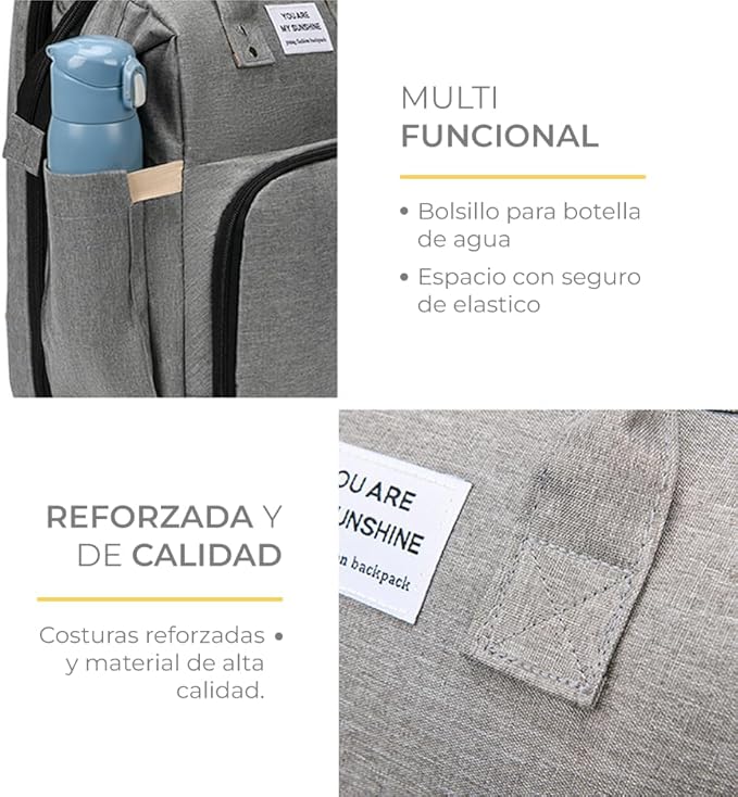 Mochila Pañalera 3 en 1: Mochila, Cuna y Cambiador – ¡Práctica y Portátil!