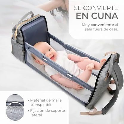 Mochila Pañalera 3 en 1: Mochila, Cuna y Cambiador – ¡Práctica y Portátil!