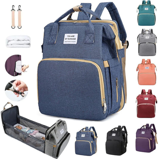 Mochila Pañalera 3 en 1: Mochila, Cuna y Cambiador – ¡Práctica y Portátil!