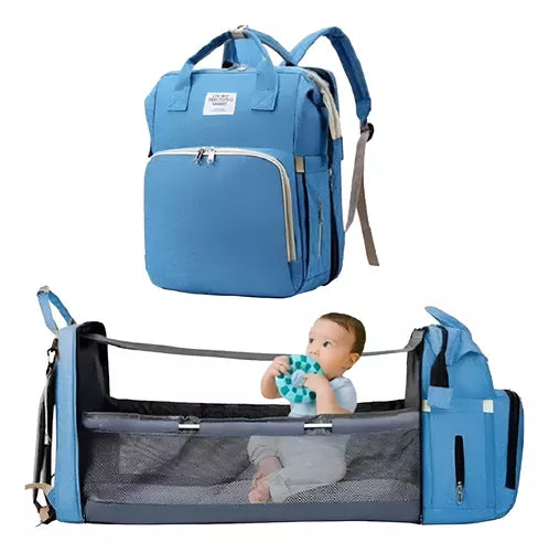 Mochila Pañalera 3 en 1: Mochila, Cuna y Cambiador – ¡Práctica y Portátil!