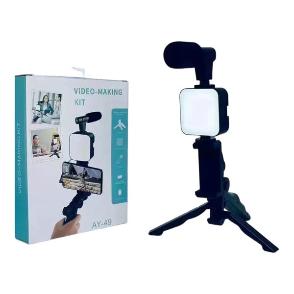 Kit Video Streaming INFLUENCE MAX® ¡Tripode De Celular Con Luz Y Microfono!